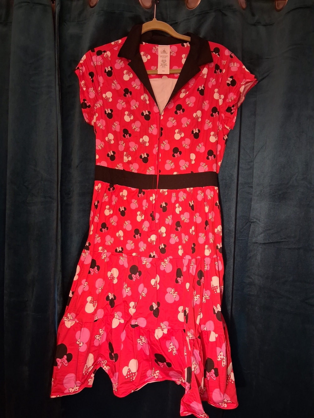 Disney Red and Black Minnie Bow Print Dress Lining